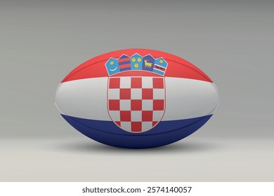 Croatia rugby ball featuring the national flag design on a gray background