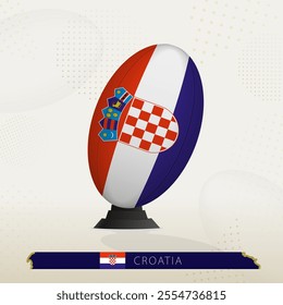 Croatia Rugby Ball on Rugby Kicking Tees with Modern Design. Illustration perfect for sports, national pride, and rugby-related projects.