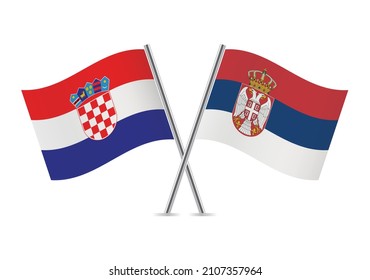 Croatia and Serbia flags. Croatian and Serbian flags, isolated on white background. Vector illustration.