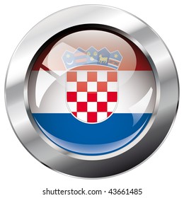 croatia shiny button flag vector illustration. Isolated abstract object against white background.