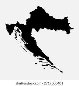 Croatia silhouette map. Croatia map vector. Croatia map on white background