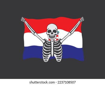 croatia skull footbal fans raise flag