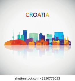 Croatia skyline silhouette in colorful geometric style. Symbol for your design. Vector illustration.