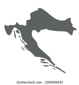Croatia - smooth grey silhouette map of country area. Simple flat vector illustration.