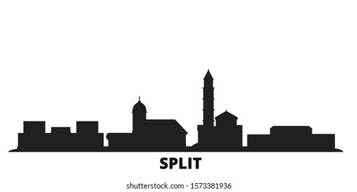Croatia, Split city skyline isolated vector illustration. Croatia, Split travel black cityscape