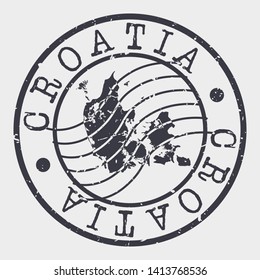 Croatia Stamp Postal. Map Silhouette Seal. Passport Round Design. Vector Icon. Design Retro Travel.