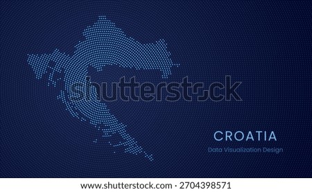 Croatia stylized dotted map in modern circular data tech visualization concept.