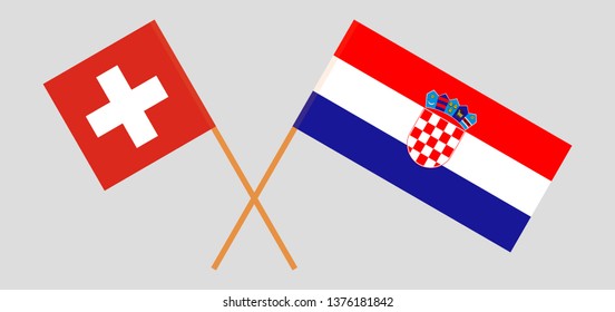 Croatia and Switzerland. The Croatian and Swiss flags. Official colors. Correct proportion. Vector illustration
