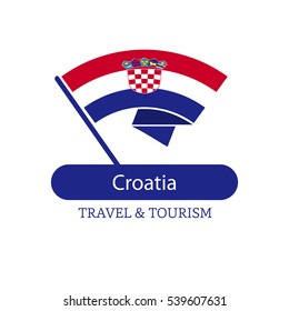 Croatia  The Travel Destination logo - Vector travel company logo design - Country Flag Travel and Tourism concept t shirt graphics - vector illustration
