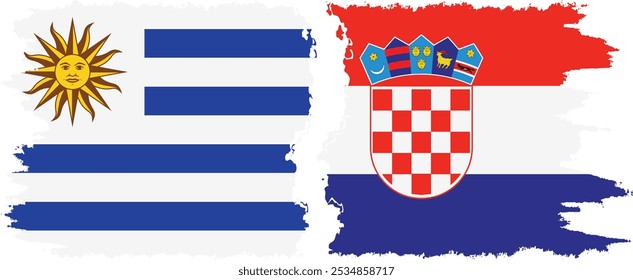 Conexión de banderas grunge de Croacia y Uruguay, Vector