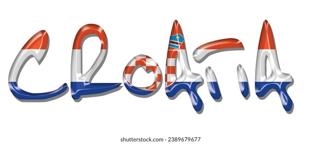 CROATIA USA flag text font, 3D CROATIA flag colorful background, CROATIA flag vector illustration