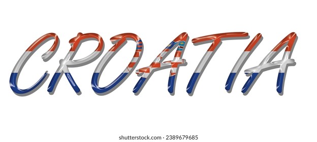 CROATIA USA flag text font, 3D CROATIA flag colorful background, CROATIA flag vector illustration