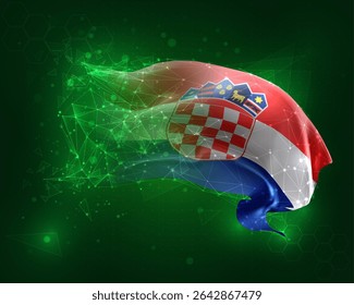 Croatia, vector 3d flag on green background and numbers
