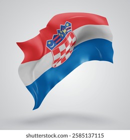 Croatia, vector 3d flag with waves on a white background