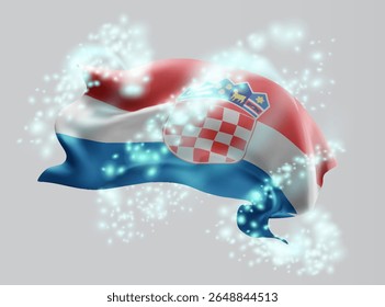 Croácia, vetor 3d bandeira em turbilhão de radiância mágica