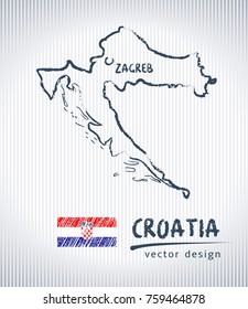 Croatia vector chalk drawing map isolated on a white background