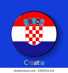 Croatia vector flag. Football europe 2024 tournament championship. Round badges of the country in the actual championship colors.