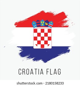 Croatia Vector Flag. Croatia Flag for Independence Day. Grunge Croatia Flag. Croatia Flag with Grunge Texture. Vector Template.