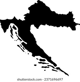 Croatia Vector Map Illustration with Islands (Black and White)