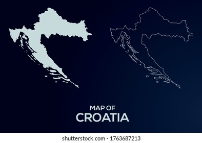 Croatia vector map silhouette isolated. High detailed silhouette illustration. Full Editable Croatia map vector file.