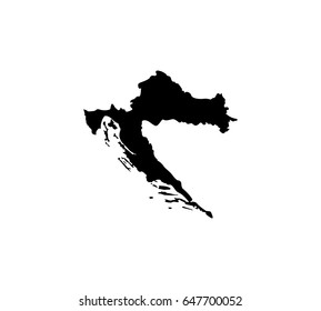 Croatia vector map with smooth edges. Black icon on white background.