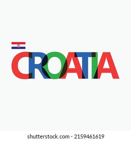 Croatia vector RGB typography with the national flag. European country logotype decoration.