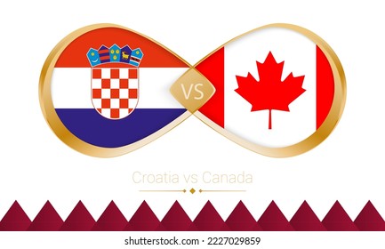 Croatia versus Canada golden icon for Football 2022 match. Vector illustration.