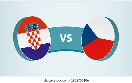 Croatia versus Czech Republic, team sports competition concept. Round flag of countries.