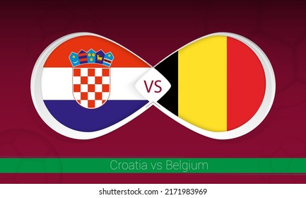 Croatia vs Belgium  in Football Competition, Group A. Versus icon on Football background. Vector illustration.