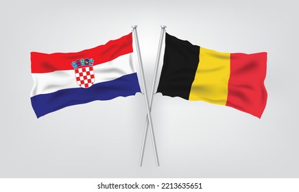 Croatia vs Belgium, world Football 2022, World Football Competition championship match country flags. vector illustration EPS.