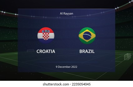 Croatia vs Brazil. Football scoreboard broadcast graphic soccer template