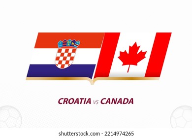 Croatia vs Canada in Football Competition, Group A. Versus icon on Football background. Sport vector icon.