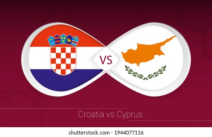 Croatia vs Cyprus in Football Competition, Group H. Versus icon on Football background. Vector illustration.