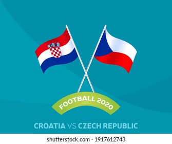 Croatia vs Czech Republic euro 2020 match. Football 2020 championship match versus teams intro sport background, championship competition final poster, flat style vector illustration.