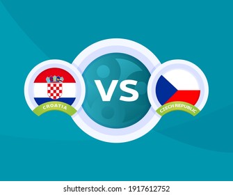 Croatia vs Czech Republic euro 2020 match. Football 2020 championship match versus teams intro sport background, championship competition final poster, flat style vector illustration.
