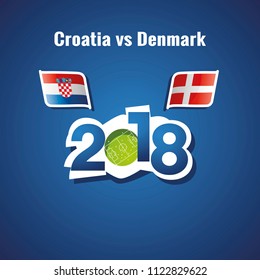 Croatia vs Denmark flags soccer blue background