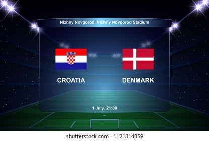 Croatia vs Denmark football scoreboard broadcast graphic soccer template