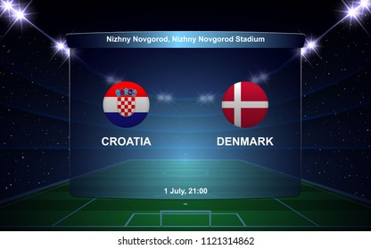 Croatia vs Denmark football scoreboard broadcast graphic soccer template