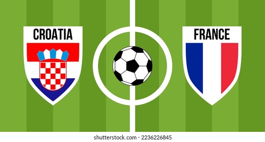 croatia vs france, teams shield shaped national flags