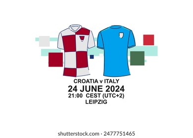 croatia vs italy, 2024 football match, Vector illustration. Simple sports illustration.