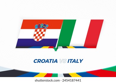 Croatia vs Italy in Football Competition, Group B. Versus icon on Football background. Sport vector icon.