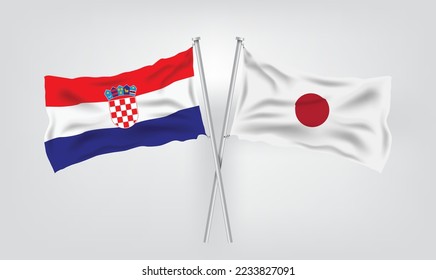 Croatia vs Japan, world Football 2022, World Football Competition championship match country flags. vector illustration EPS.