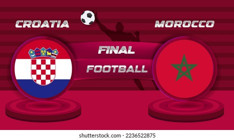 Croatia Vs Morocco football and soccer championship cup 3D banner and background