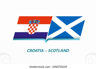 Croatia vs Scotland in European Football Competition, Group D. Versus icon on Football background. Sport vector icon.