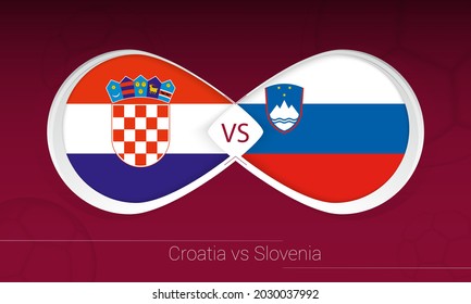 Croatia vs Slovenia in Football Competition, Group H. Versus icon on Football background. Vector illustration.