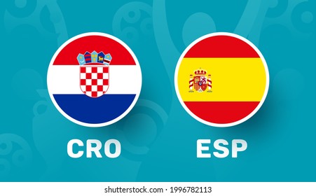 croatia vs spain match vector illustration Football euro 2020 championship 