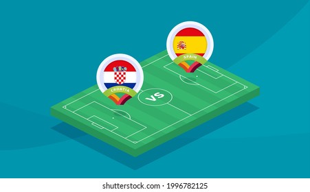 campeonato croatia vs españa ilustración vectorial campeonato fútbol 2020 