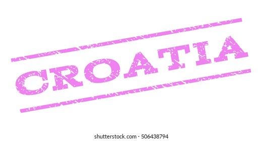 Croatia watermark stamp. Text tag between parallel lines with grunge design style. Rubber seal stamp with dust texture. Vector violet color ink imprint on a white background.