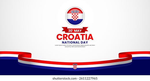 Croatia waving ribbon flag for National day background. Template for Independence day banner design