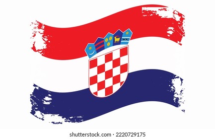 croatia wavy grunge Brush Flag Design
